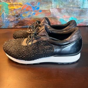 Black rhinestone sneakers